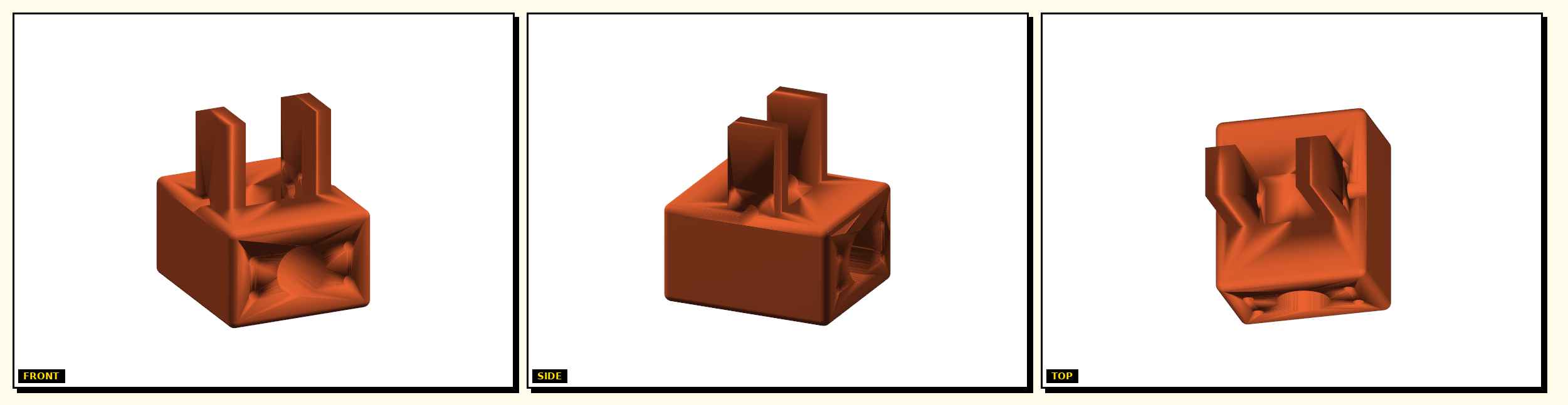 Rod Carriage Friction — front, side, top views