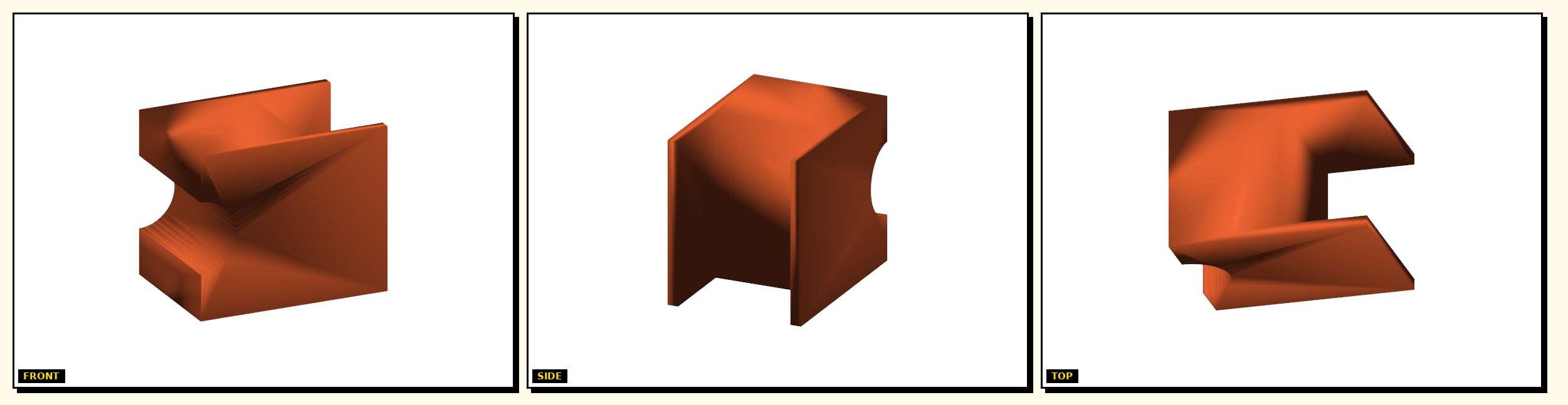 Rod Traveler Arm Active — front, side, top views